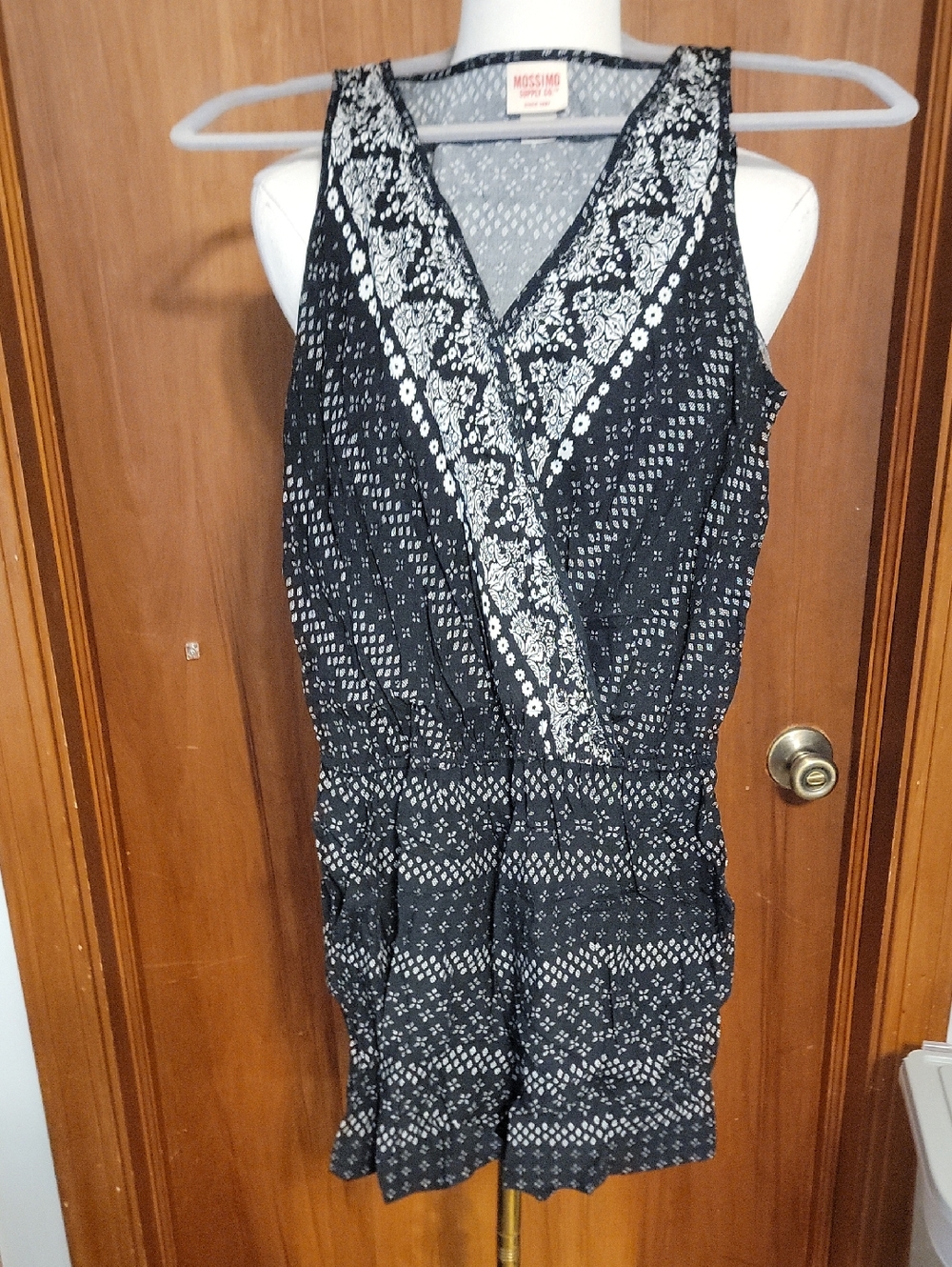 Mossimo Supply Co. Black & White Printed Sleeveless Romper